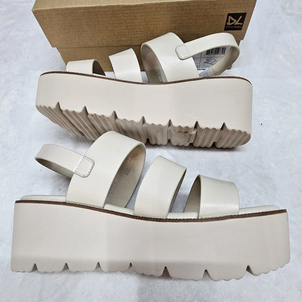 Women's DIRTY LAUNDRY Cream Platform Wedge Sandals SZ 9.5 NEW - Picture 8 of 10
